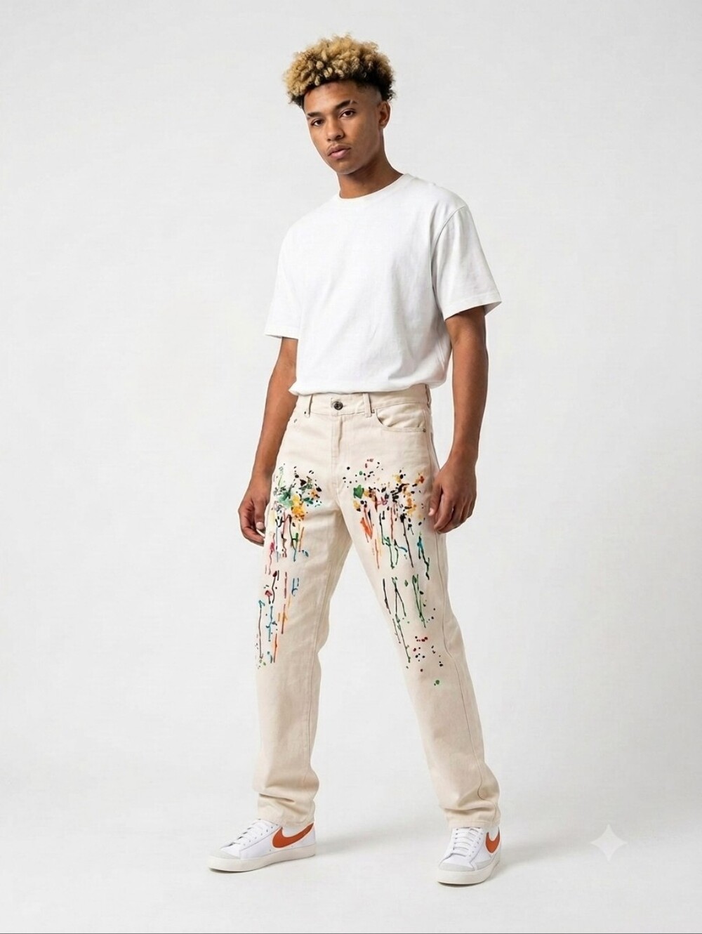 MOSTLY HEARD RARELY SEEN Embroidered Splattered Paint JEANS MEN'S SIZE 30x46 - Picture 3 of 12